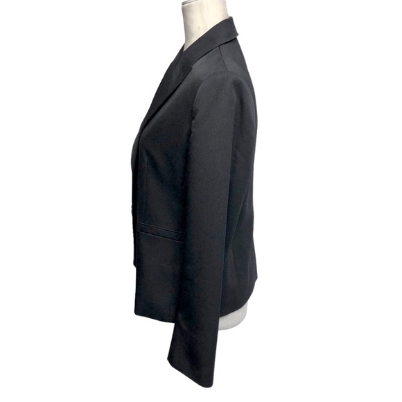 Charcoal Pinstriped Career Pantsuit Peak Lapel High Waist Size 8P Petite Le Suit - Picture 7 of 14